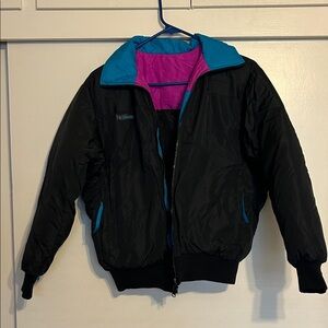 Columbia Kids Black Jacket with Blue and Pink Accents